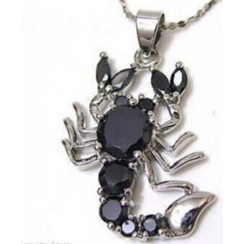 Blue gem opal black crystal scorpion Jewellery Necklace Pendant gem chocker maxi undertale pingente sterling--jewelry