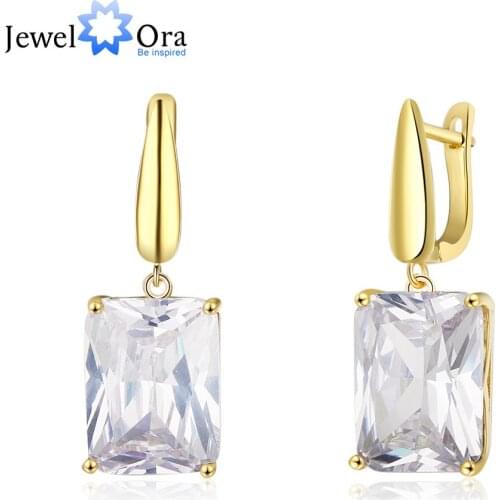 Square Cubic Zirconia Drop Earring Gold Color Fashion Party Jewelry Earrings For Women Best Gift For Her (Jewelora EA102868)