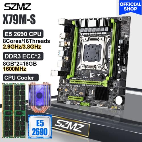 LGA 2011 Gaming Motherboard Kit Xeon X79 E5 2690 CPU 8 Cores 16 Threads 2.9GHz + 16GB DDR3 RAM + Cooler Mother board 2011 x79