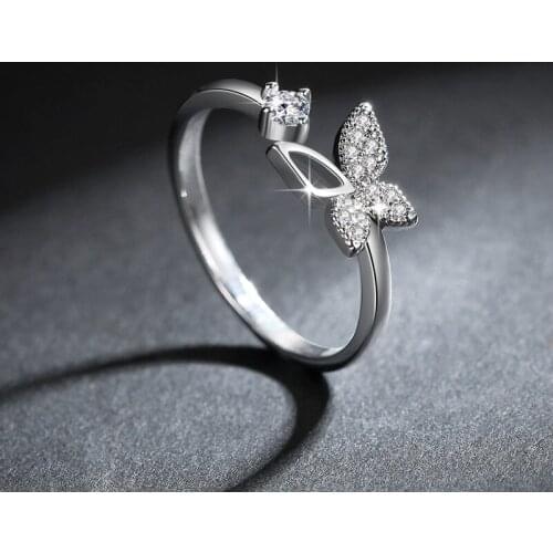 Personality Bohemian Vintage Crystal Butterfly Rings For Women Men Vintage Rings Gothic Jewelry Valentines Gifts 2021