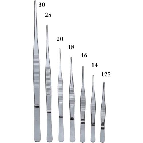 Stainless Steel 430 Anti-iodine Medical Tweezers Long Straight Forceps 12.5cm-30cm Straight Head Elbow Thicken Medical Tools