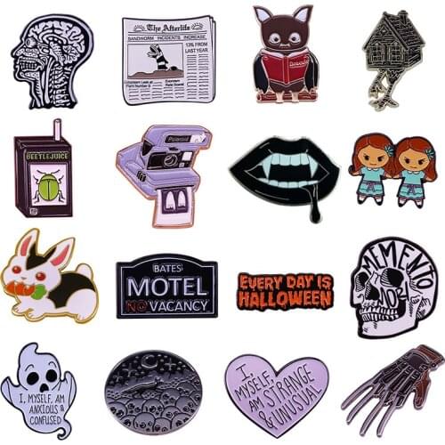 Cute Anime Enamel Pins Collect Halloween Horror Movie Metal Cartoon Brooch Backpack Hat Collar Lapel Badge Fashion Jewelry