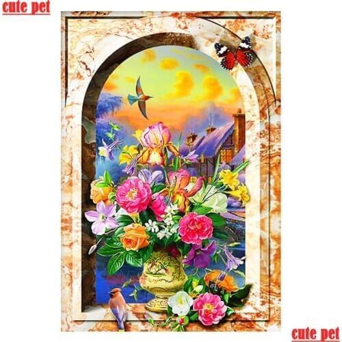 Cute pet mosaic full Square round drill Fake potted landscape Diy diamond painting crossstitch Diamond Embroidery Art home decor