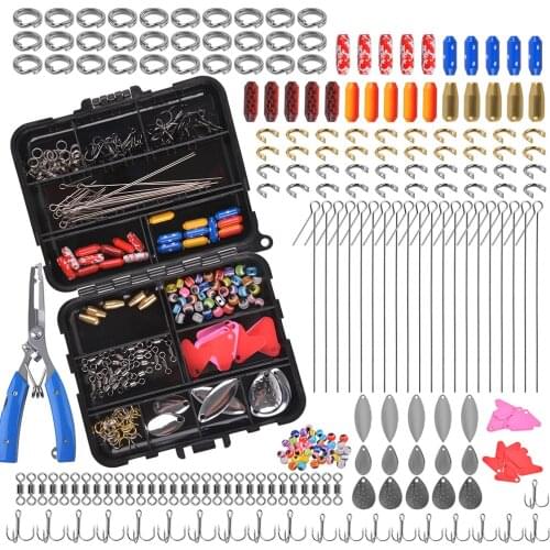 Fishing Lures DIY Making Kit 231pcs Fishing Spoon Rig Treble Hook Spinner Blade Bait Split Ring Fishing Pliers Scissor Set