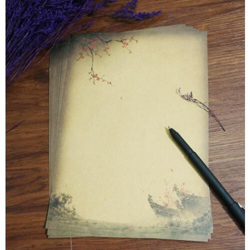 80pcs Chinese ink painting traditional ancient plum blossom flower kraft Letter Pad / Paper vintage gift writing paper souvenir