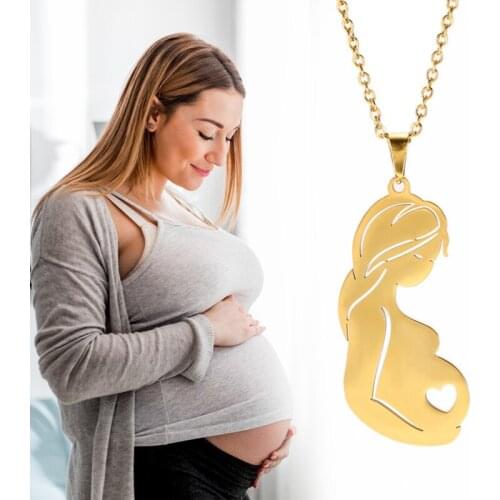 Pregnant Woman Pendant Necklace Fashion Stainless Steel Choker Chain Necklaces Jewelry Gift TT@88