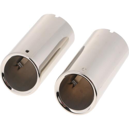 Pair Car Exhaust Muffler Tail Pipe Tip For Volkswagen Golf New Bora Silver