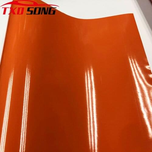 10/20/30/40/50x152CM Adhesive Glossy Orange Premium Vinyl Wrap Film DIY Car Sticker Wrapping Foil with Air Release Free