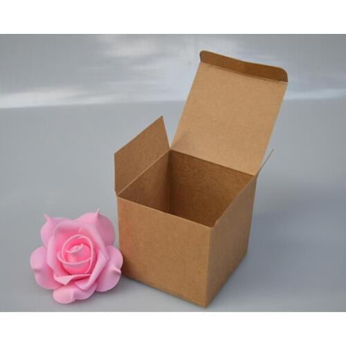 Qi 13sizes cube kraft paper gift box square brown kraft cardboard box for packaging natural kraft jewelry box birthday gift box