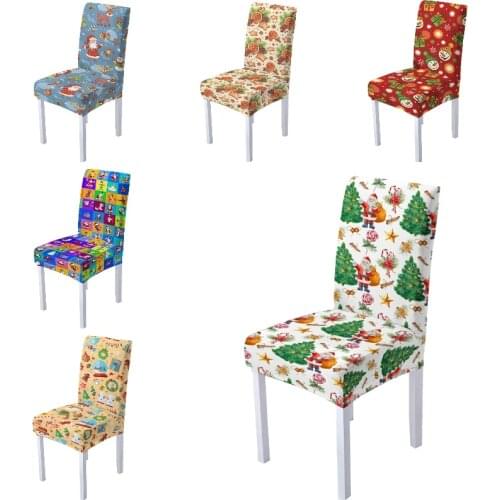 Christmas Chair Covers Elastic for Dining Room Spandex Chair Seat Cover Housse de Chaise Christmas Decoraions for Home