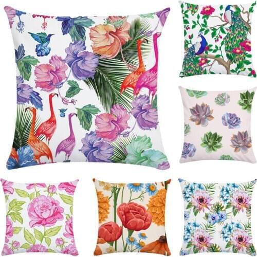 Modern Decorative Pillows Cases Red Floral Cushion Cover Home Decor Blue Flower Throw Pillowcase Cushion Cover 45x45cm CR195