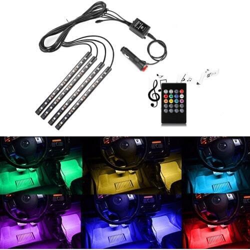 LED Strip Light Waterproof SMD5050 RGB Multicolor Car Strip Light Lamp Lighting Set + Sound-Activated IR Remote Control