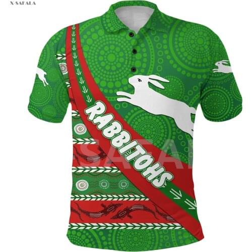 Rabbitohs Anzac Day Indigenous 3D Full Printed Men Women 4 Thin Polo Shirt Collar Short Sleeve Street Wear Casual Tee