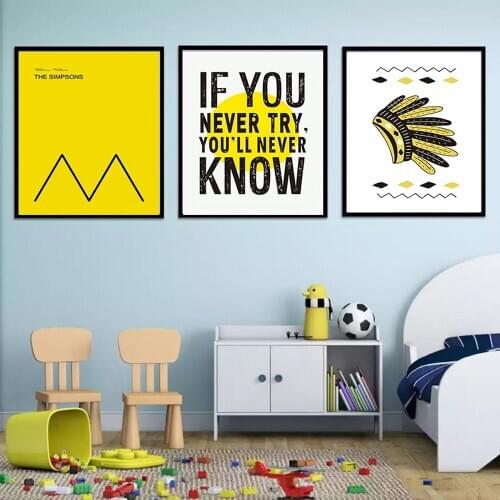 Feather Decoration Picture Inspirational Phrase Nordic Simple Geometry Abstract Letter Living Room decoration Wall Canvas