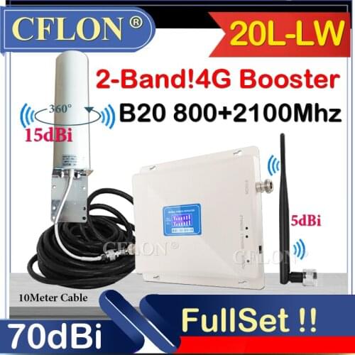 New!!CellPhone Dual-Band 4G Cellular Amplifier B20 800 900 1800 2100Mhz LTE DCS UMTS GSM Repeater 2G3G4G Signal Booster Repeater