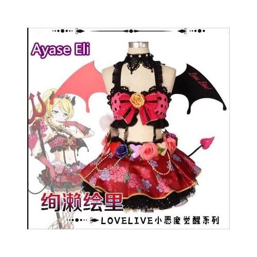 [Stock] Anime! Lovelive Ayase Eli Little Devil Awakening Cosplay Costume For Women dress+petticoats Free Shipping