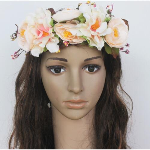 Womens Artificial Flower Wreath Headpiece Crown Flower Floral Garland For Wedding Bridal Deco And Hair Accessories Boho
