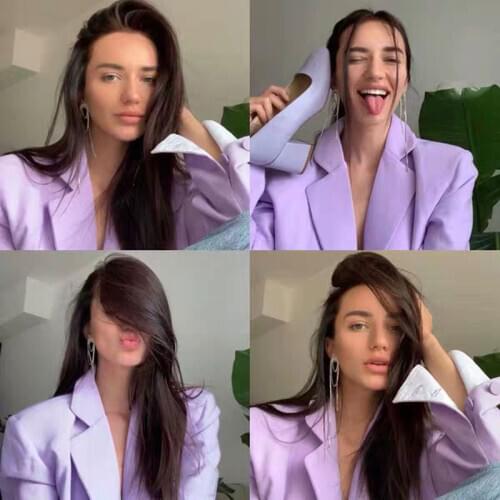 HStar Spring Basic jacket Fashion Loose blazer Casual Chic Single Breasted blazer Vintage Pocket Purple coat Outwears