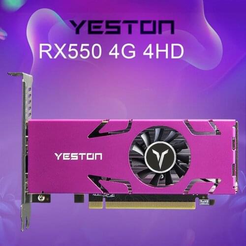 Yeston RX550-4G 4HDMI-Compatible 4 Screen Split Screen 4GB Memory/GDDR5/128Bit 6000MHz VGA+ HDMI-Compatible+DVI-D Graphics Card