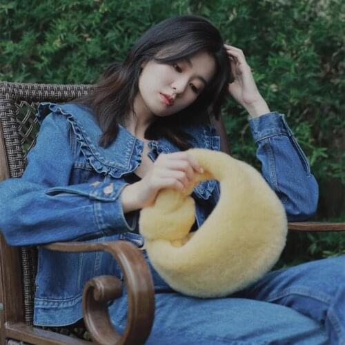 Women Denim Coat 2021 Fall New Style Lapel Horn Button Denim Jacket