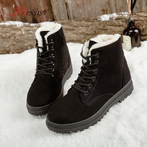 Women Boots 2020 New Winter Snow Boots Female Boots Warm Lace Flat With Women Shoes Tide Shoes Hot Sale Contracted Keep Warm