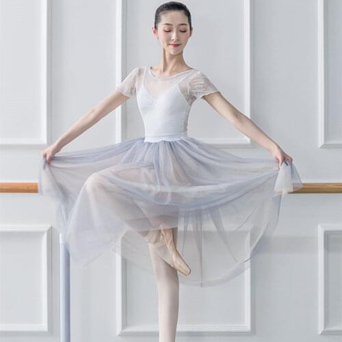 Women Female Ballet Dance Dress ballerina gymnastic dress Adult Ballet Asymmetric Chiffon Contemporary Dance Performance Dress