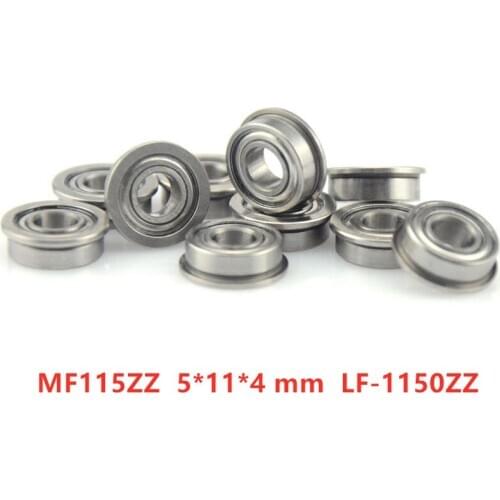 100pcs miniature flanged bearing MF115ZZ 5*11*4 mm LF-1150ZZ flange deep groove ball bearings 5mmx11mmx4mm