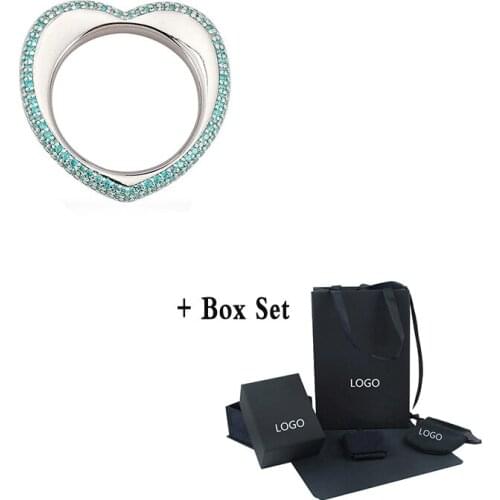 2020 Fashion Moroccan Jewelry New Lake Blue Heart-shaped Ring Delicate Light Blue Heart-shaped Decoration Female Romantic Gift