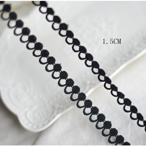 5 Meters 1.5cm Colorful Ivory Black Sewing Fabric Lace DIY Craft Crocheted Lace Applique Trim Free Shipping