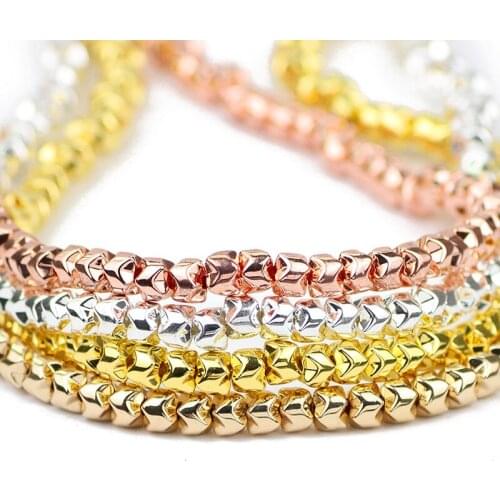 5MM Gold Silvers Cylinder Gear Natural Hematite Stone Spacer Charm Loose Beads For DIY Jewelry Making Bracelets Accessories