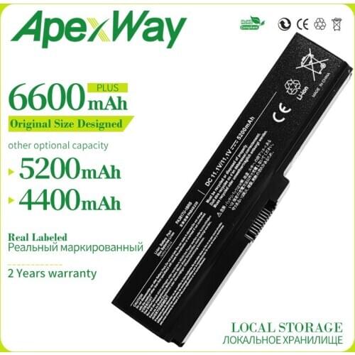 6600MAh 6 Cells Laptop Battery For Toshiba Satellite A660 C640 C650 C655 C660 L510 L630 L640 L650 U400 PA3817U-1BRS PA3816U-1BAS