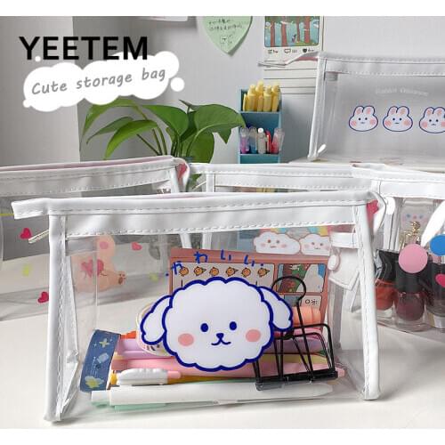 9 Styles Art Cute Cartoon Puppy Blue Transparent Cosmetic Bag Water Bag Girl Portable Travel Bag Portable Toilet Bag Womens Bag