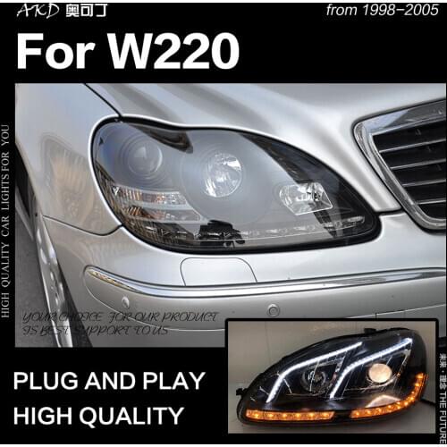 AKD Car Styling Head Lamp for BENZ W220 LED Headlight 1999-2005 S320 S350 LED DRL Dynamic Signal Hid Bi Xenon Auto Accessories