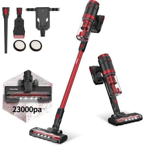 Vistefly VX Cordless Vacuum Cleaner 250W 23Kpa Strong Suction, Operating Time Up to 50 Min, With LED Front Lights, 2 in 1 Brush