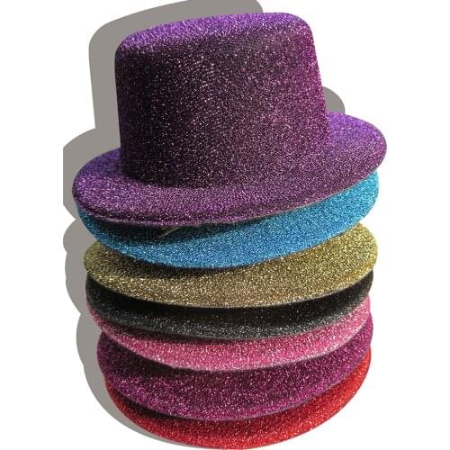 Glitter Mini Top Hats Hen Party Dance Kids Fascinator Hats Base Children Cocktail Hair Clip Headpiece EVA Craft Hat Base