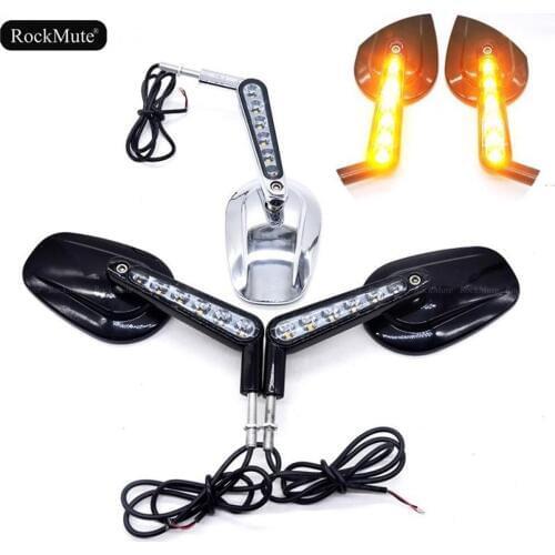 Rearview Side Mirrors For Harley V-Rod VROD VRSCF 2009-2017 Motorcycle Bike Integrated LED Turn Signal Indicator Lights Chrome