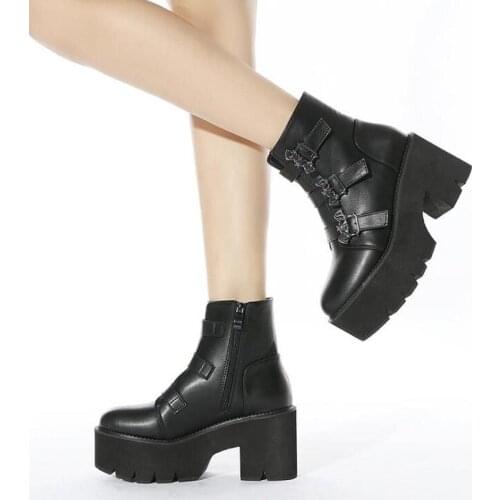 Demonia boots platform shoes Big sizes 43 Platform High Heels Cosplay Fashionable Autumn Winter Wedges Shoes Ankle Boots Women