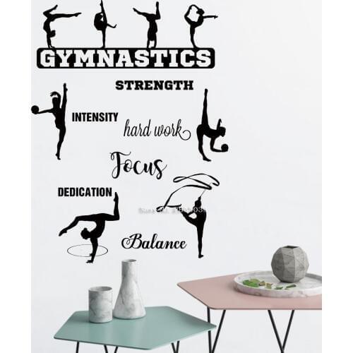 Gymnastics Wall Decal For Girls Bedroom Gymnast Inspirational Quote Decals Sport Dance Mural Teen Room Art Wall Stickers LC1340