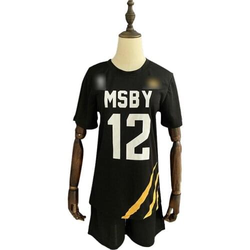 Haikyuu Cosplay Costume Anime MSBY Team Uniform Black T Shirt Shorts Sports Suits Running Sets For Men Women Halloween Carnival