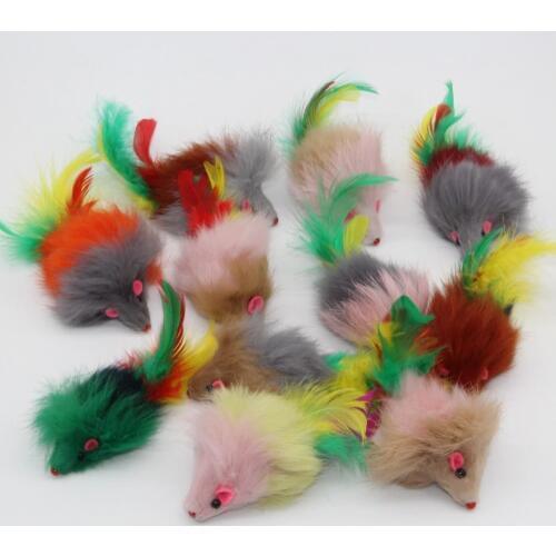 Westrice Cat Pet Toy Long-haired variety of colors rabbit tail feathers cat toy mouse bite amused 100 pie Cat Pet Toy