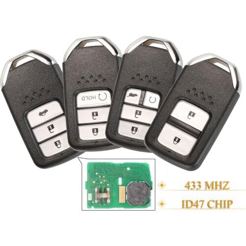 Kutery 2/3/4 Buttons Smart Remote Car Key Fob 434Mhz ID47 Chip For Honda Greiz Fit City Jazz XRV Venzel HRV CRV