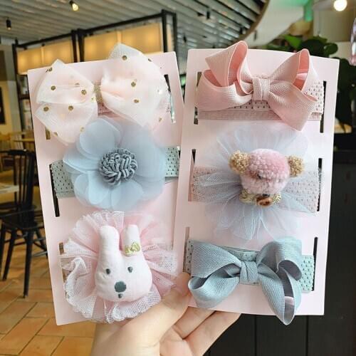 3pcs Baby Headband Stretchy Nylon Bow Baby Girl Headbands Cute Kids Princess Hair Band Infant Bowknot Headwear Hair Accessories