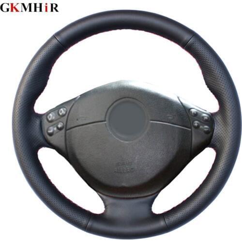 GKMHiR Hand-stitched Genuine Leather Black Steering Wheel Cover for BMW E39 5 Series E46 1999-2005 E36 E53 3 Series X5 Z3