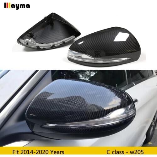 Double sided Real Carbon Fiber replace Mirror cover For Benz C class C200 c250 w205 c205 2014 - 2020 LHD RHD Car rear mirror cap