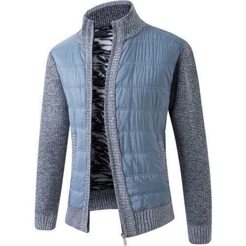 Men jacket thick fleece autumn winter large size youth sweater stand collar Outerwear velvet warm windproof zipper Coats Slim