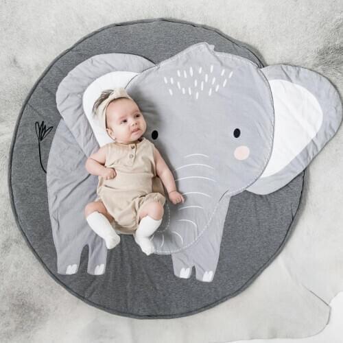 Hot Sale Creative Toys Play Mat Cartoon Elephant Baby Mat Newborn Infant Crawling Blanket Cotton Round Floor Carpet Rug Baby Toy