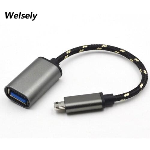 Metal Micro USB V8 To Female USB OTG Braided Cable Adapter For Samsung HTC Huawei Redmi 4x Meizu Android Tablet SmartPhone cabo