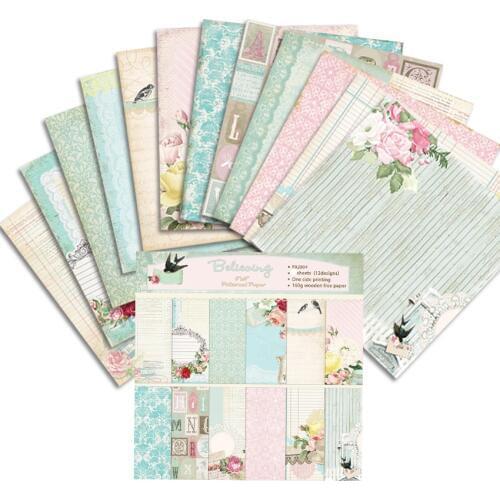 KLJUYP 12 Sheets Believing Scrapbooking Pads Paper Origami Art Background Paper Card Making DIY Scrapbook Paper Craft