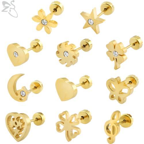 11 pairs/lot Baby Earrings Set Random Mixed Surgical Steel Earring Studs for Baby Girls Cute Earrings Body Jewelry Pendientes