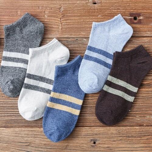 New Summer Mens Socks Casual Wild Striped Ankle SocksPure Cotton Comfortable Breathable Sweat-absorbent Non-slip Shallow Mouth
